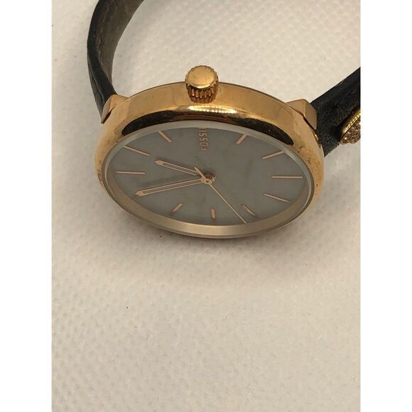 Fossil BQ3491 Women's Black Leather Analog White Dial Quartz Genuine Watch HO354 - Picture 6 of 9